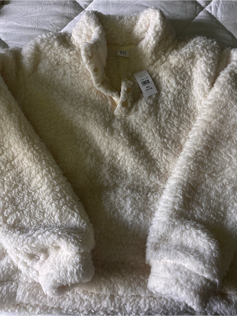 GAP Cream Sherpa Puffer Jacket - Kids